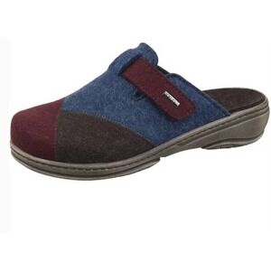 Fidelio Womens Wool Felt Allie Blue Jean Patch Mule Clog Boho Retro Twee EU38